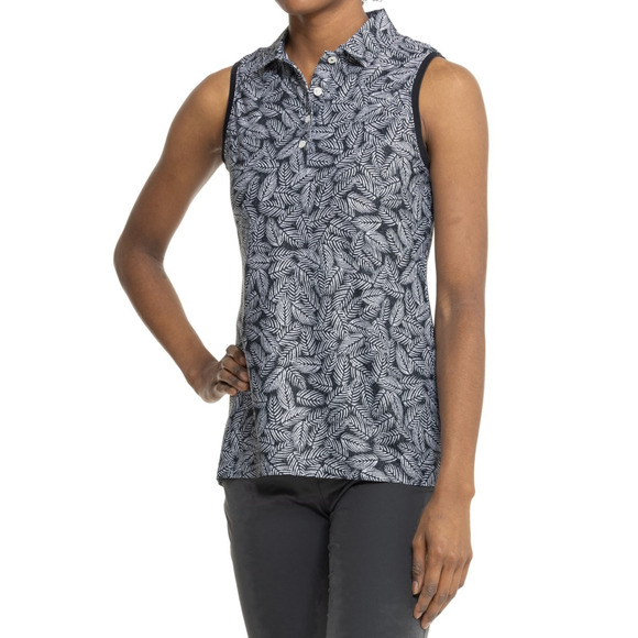 Peter Millar Tops - Peter Millar Banded Button Plaquet Palm Print Sleeveless Golf Polo Small *LOGO